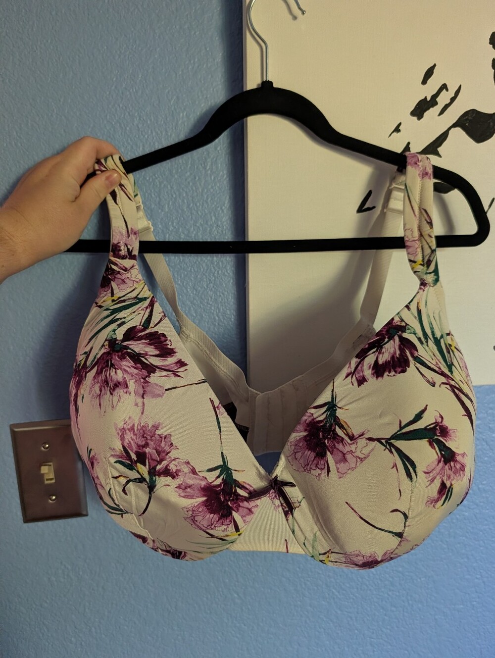 Lane Bryant Cacique Bra 42F EUC Lightly Lined Full Coverage Purple Floral